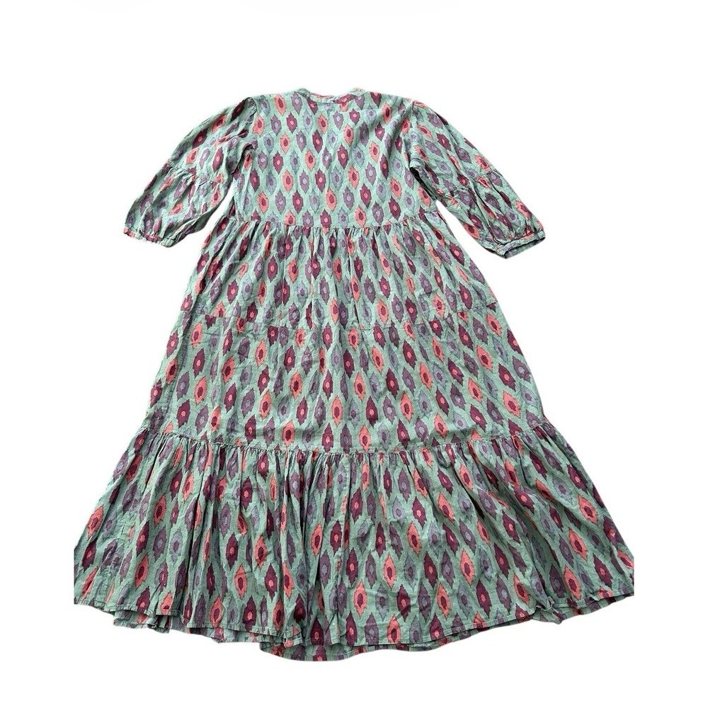 Anthropologie Sun Dried Laundry Ikat Midi Dress Cotton Size M Boho - Picture 3 of 6